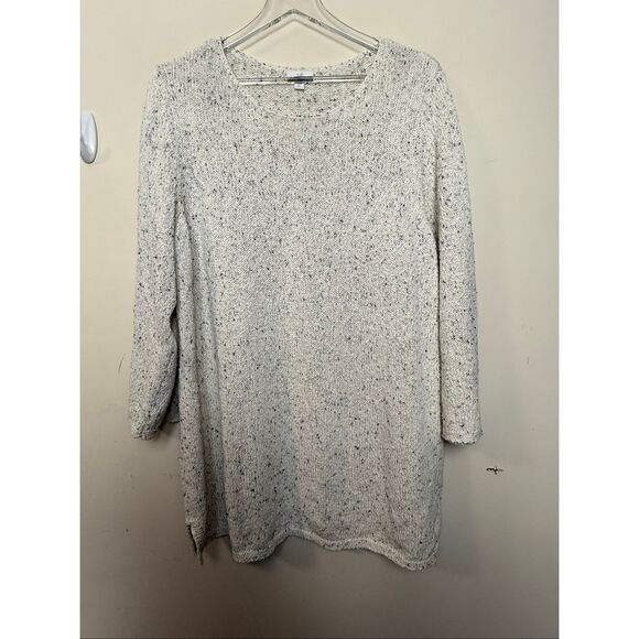 J Jill Tall Speckled Knit Sweater Cream Gray Size Large - Picture 1 of 4